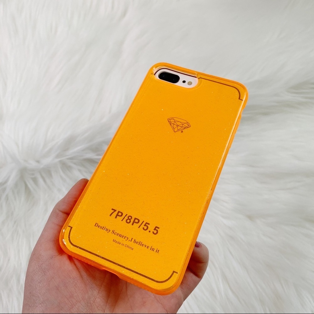HUIYCUU iPhone 6,7,8plus clear crystal orange case